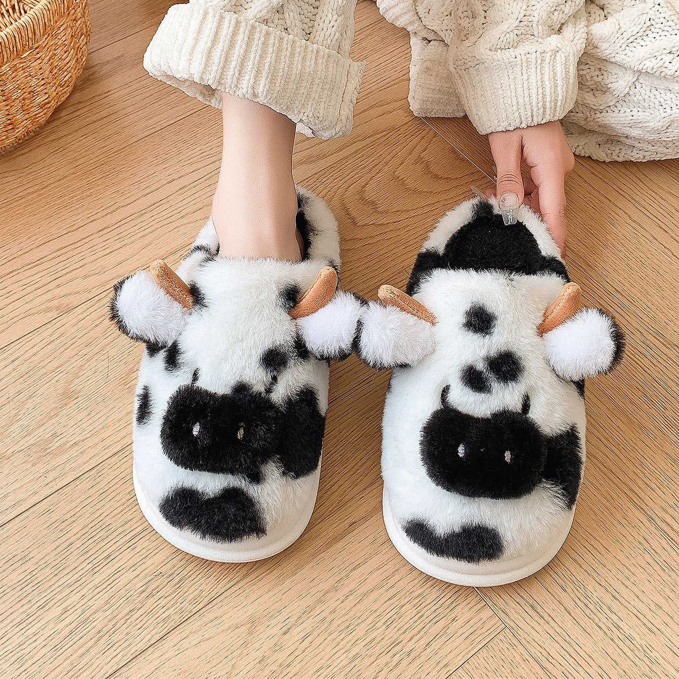 Moo-velously Cozy Cow Slippers