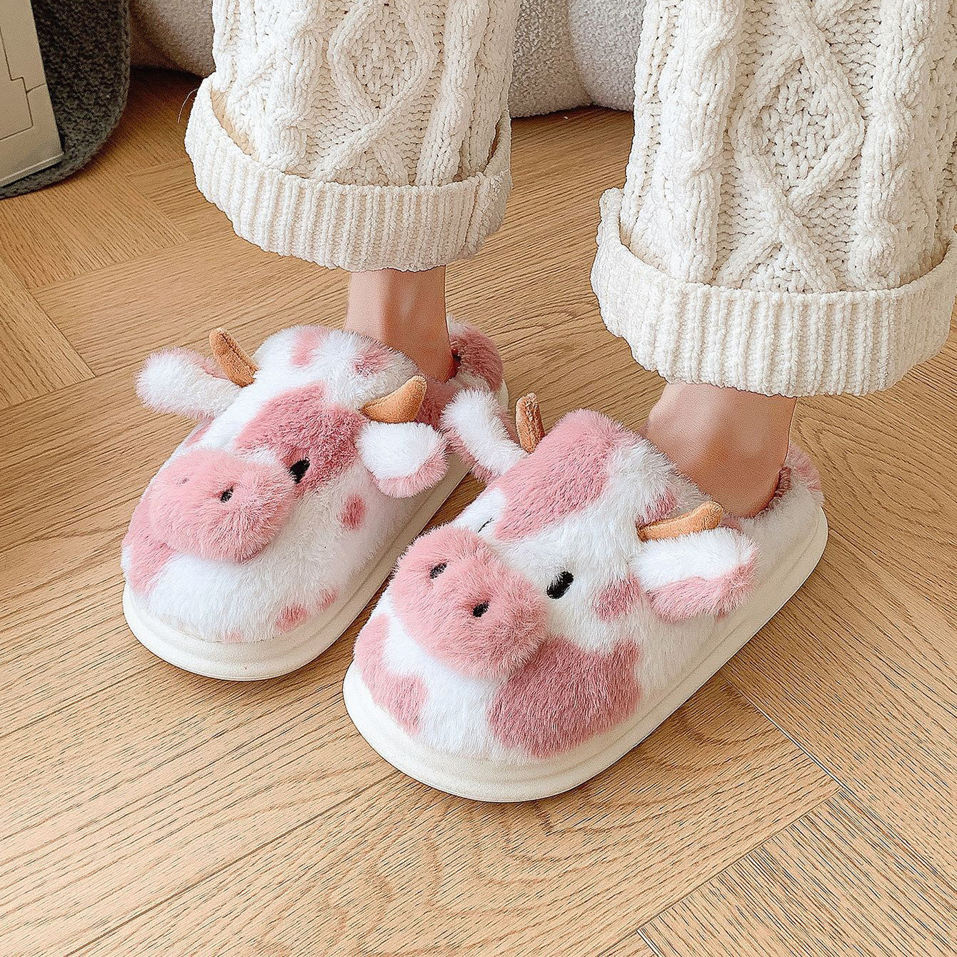Moo-velously Cozy Cow Slippers