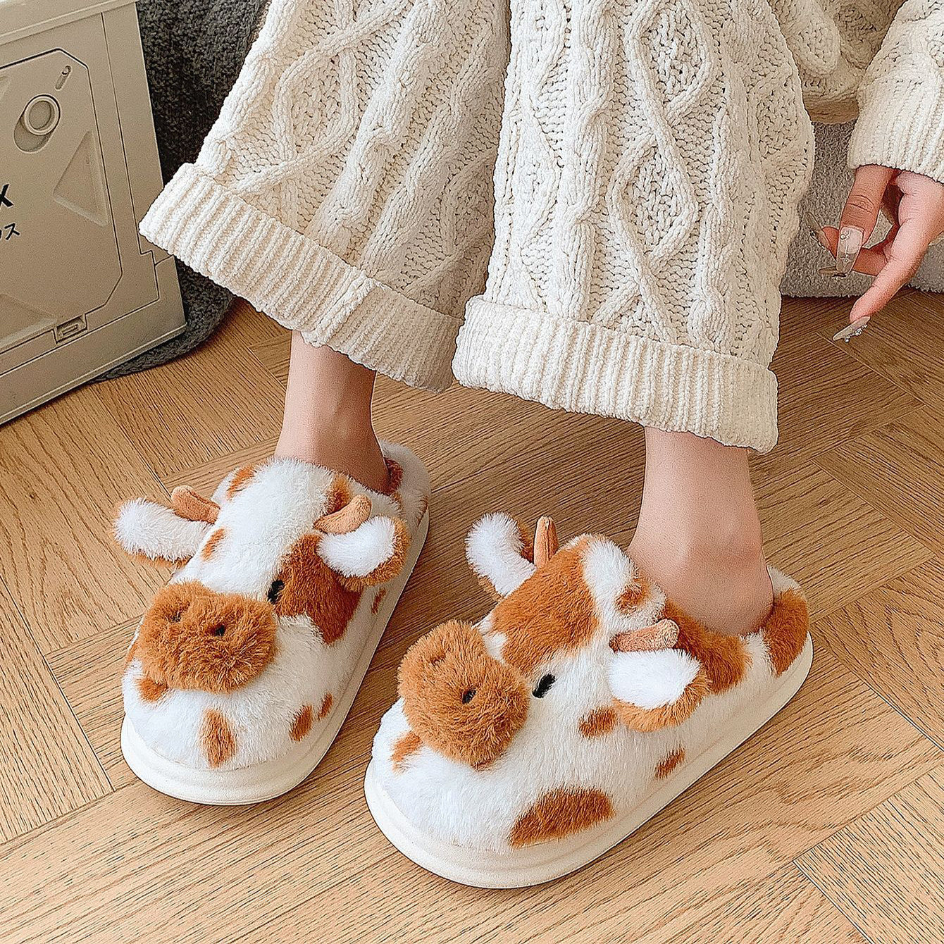 Moo-velously Cozy Cow Slippers