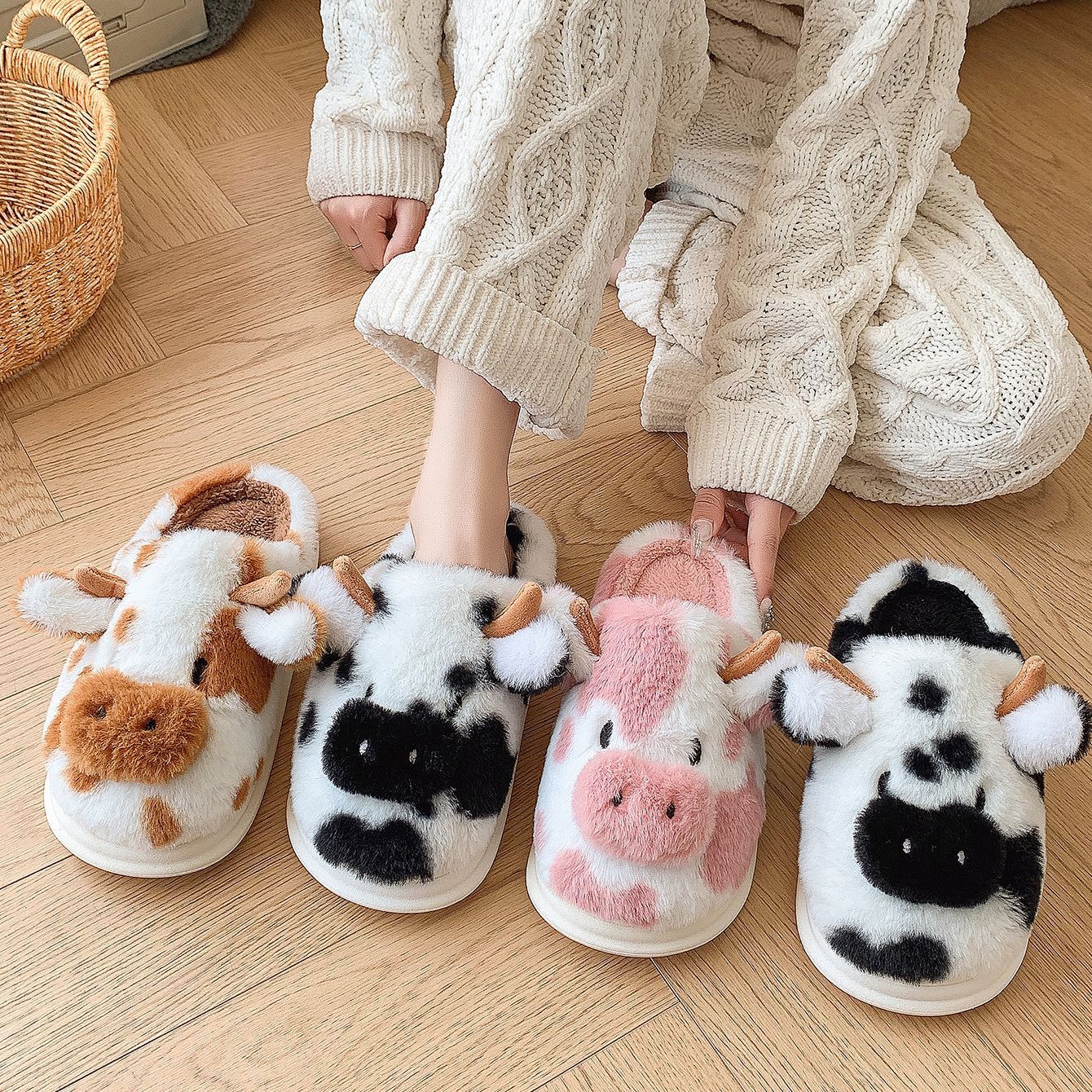 Moo-velously Cozy Cow Slippers