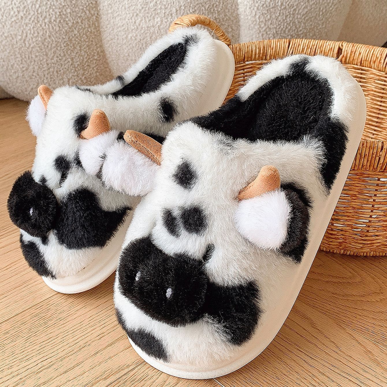 Moo-velously Cozy Cow Slippers